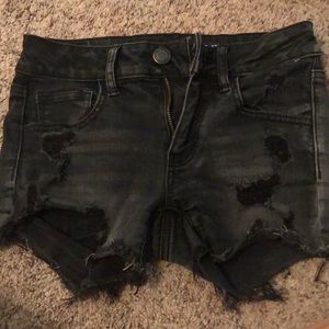 Black American Eagle ripped jean shorts